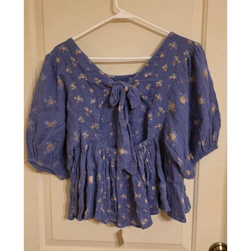 Nwt Free People Chloe Mixed Print Back Cutout Top - Picture 4 of 8